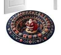 Tapis de Noël 80 cm Père Noël illusion d'optique Tapis décoratif | Tapis de Noël pour salon, chambre, salle à manger, vitrine, réunion de famille