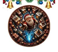 Tapis de Noël - 80 cm rond illusion d'optique tapis décoratif Père Noël | Tapis de sol rond de Noël pour entrée, salon, chambre à coucher, réunion de famille, fête de vacances