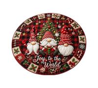 Tapis de Noël - Antidérapant - Illusion optique - Nain - Tapis rond - Salon | Tapis rond de Noël antidérapant, illusion optique de nain, ajoute un charme festif, parfait pour les salons, les chambres