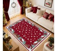 Tapis de Noël avec scène de village d'hiver, 1,5 x 2,1 m