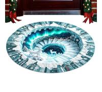 Tapis de Noël rond - 1 m - Antidérapant - Doux - Avec | Tapis d'entrée festif pour la maison, la chambre, le salon, la ferme, le balcon et les vacances