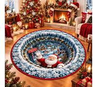 Tapis de Noël Rond 3D à Effet d'optique Tailles 60/80/100/120 cm (D,120cm (47.2IN))