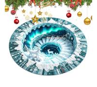 Tapis de Noël rond antidérapant doux illusion d'optique 100 cm | Tapis d'intérieur de Noël pour maison, ferme, entrée, chambre à coucher, balcon, fête de vacances