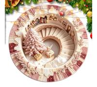 Tapis de Noël rond doux antidérapant à illusion optique de 1 m | Accessoire utilitaire, tapis rond festif, organisateur de sol décoratif, outil de tapis joyeux pour chambre organisée et