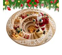 Tapis de Noël rond illusion d'optique 80 cm | Tapis de sol rond de Noël pour salon, chambre, salle à manger, vitrine, réunion de famille