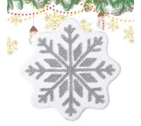 Tapis de Noël rond | Tapis de salle de bain rouge flocon de neige antidérapant, doux, lavable en machine, décoration douce pour et adultes