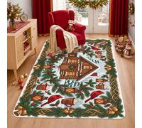 Tapis de Noël rustique avec scène d'hiver cardinale 0,9 x 1,5 m