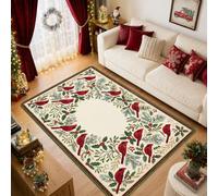 Tapis de Noël sur le thème de Noël avec couronne cardinale et pin, 1,5 x