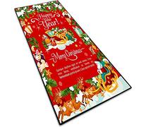 Tapis de Noël - Tapis de couloir - Tapis de Noël 3D antidérapant - Idéal pour salon, couloir, terrasse, chambre à coucher, cuisine - Rouge (120 x 300 cm)