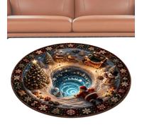 Tapis De Noël - Tapis De Sol Rond À Illusion D'optique Du Père Noël De 31,5 | Tapis De Sol Rond De Noël | Pour Entrée, Salon, Chambre À Coucher, Réunion De , Fête De Vacances