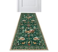 Tapis de Noël - Tapis de vacances antidérapant | Festive Snowmen, Tree, Santa Design | Soft Indoor Carpet for Bedroom, Living Room, Bathroom, Entryway, Hallway, Kitchen, Bedside Decoration