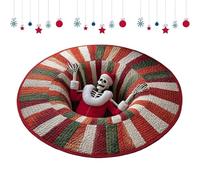 Tapis de Noël - Tapis Illusion 3D Décorations de Noël, tapis rond matelassé pour salle de bain festive, tapis antidérapant doux pour décorations saisonnières | pièce d'accent festif P