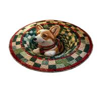 Tapis de Noël - Velours Cristal Polyester 100 x 100 x 0,5 cm | Tapis 3D Père Noël matelassé et nain de Noël | Illusion d'optique | Décoration de sol festive pour salon, chambre à coucher, entrée