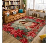 Tapis de Noël vintage à poils longs rectangulaire en éponge - Ne perd pas ses poils - Pour salon, chambre à coucher, salle de classe, dortoir - 1,5 x 2,1 m