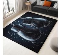 Tapis de Noir Imprimé, Gants Boxe Gouttes d'eau Tapis Poil Court Moquette Doux Antidérapant - Léger Résistant 140 x 200 cm pour Salon Chambre à Coucher Salle à Manger Décoration