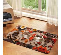 Tapis de nourriture absorbant et antidérapant en cuir synthétique avec imprimé carte du monde pour chiens et chats