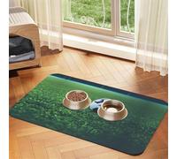Tapis de nourriture absorbant et antidérapant en cuir synthétique avec motif ballon de football sur herbe pour chiens et chats
