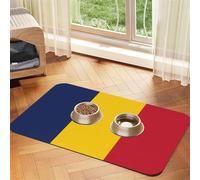 Tapis de nourriture absorbant et antidérapant en cuir synthétique avec motif drapeau du Tchad pour chiens et chats Fond en caoutchouc