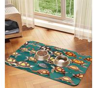 Tapis de nourriture absorbant et antidérapant en cuir synthétique pour animaux de compagnie Motif tortues de mer