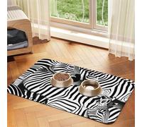 Tapis de nourriture absorbant et antidérapant en cuir synthétique pour chiens et chats avec fond en caoutchouc imprimé zèbre