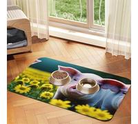 Tapis de nourriture absorbant et antidérapant en cuir synthétique pour chiens et chats Motif fleurs de viol