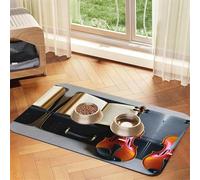 Tapis de nourriture absorbant et antidérapant en cuir synthétique pour chiens et chats Motif violon et livre