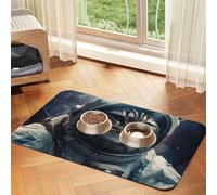 Tapis de nourriture absorbant pour chien et chat - Séchage rapide - Distributeur d'eau - Antidérapant - Tapis de table pour chiens - Astronaute chat dans l'espace - Tapis de gamelle pour chat