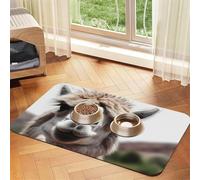 Tapis de nourriture amusant en alpaga lama pour chien, tapis d'alimentation absorbant pour gamelles d'eau et de nourriture - Tapis de placement antidérapant pour sols - Imperméable - Séchage rapide