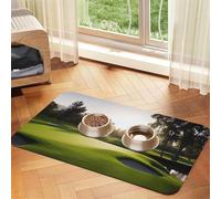 Tapis de nourriture antidérapant super absorbant pour parcours de golf, 40,6 x 61 cm, passe au lave-vaisselle, pour nourriture et eau, joli tapis d'alimentation à séchage rapide pour chiens, chiots