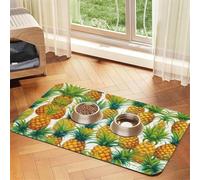Tapis de nourriture exotique pour chat avec imprimé ananas tropicaux, tapis d'alimentation pour le sol, fournitures pour animaux domestiques, tapis de gamelle d'eau pour chien, essentiel pour chien