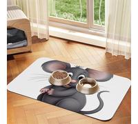 Tapis de nourriture gris pour rat, 40,6 x 61 cm, antidérapant, super absorbant, passe au lave-vaisselle, pour la nourriture et l'eau, joli tapis d'alimentation en caoutchouc à séchage rapide pour