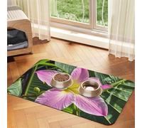 Tapis de nourriture hawaïen à motif de fleurs tropicales pour chiens, 40,6 x 61 cm, antidérapant, super absorbant, passe au lave-vaisselle, pour la nourriture et l'eau, joli tapis d'alimentation en