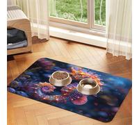 Tapis de nourriture hippopotame de natation pour animaux domestiques, 43,7 x 30 cm, absorbant et antidérapant, en cuir synthétique, dessous en caoutchouc, séchage rapide, tapis de table enroulable