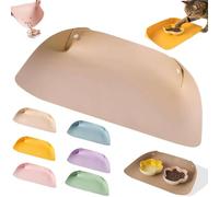 Tapis de nourriture imperméable et antidérapant en similicuir pour chats et petits chiens, tapis en cuir anti-déversement, facile à nettoyer, résistant aux taches, abricot clair