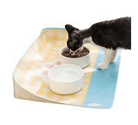 Tapis de nourriture imperméable pour chien, 40 x 60 cm, antidérapant avec bords surélevés, silicone conçu pour contenir les déversements et protéger les sols, solution gratuite pour les zones à manger