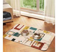 Tapis de nourriture moderne du milieu du siècle pour chien, 40,6 x 61 cm, antidérapant, super absorbant, passe au lave-vaisselle, pour la nourriture et l'eau, joli tapis d'alimentation en caoutchouc à