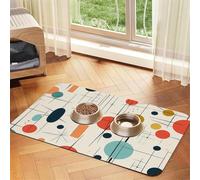 Tapis de nourriture moderne du milieu du siècle pour chien, 40,6 x 61 cm, antidérapant, super absorbant, passe au lave-vaisselle, pour la nourriture et l'eau, joli tapis d'alimentation à séchage