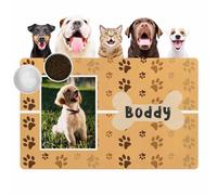 Tapis de nourriture personnalisé pour chien et chat avec nom personnalisé, empreintes de pattes, dos antidérapant, imperméable, parfait pour les gamelles et cadeaux pour les propriétaires de chiens et