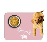 Tapis de nourriture personnalisé pour chien et chat avec nom - Tapis d'alimentation personnalisé pour animaux de compagnie, set de table personnalisable, antidérapant, imperméable, facile à nettoyer