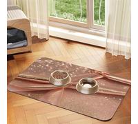 Tapis de nourriture pour animaux de compagnie imprimé à paillettes or rose absorbant antidérapant en cuir synthétique pour chiens et chats Fond en caoutchouc