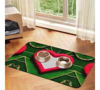 Tapis de nourriture pour animaux de compagnie imprimé amour Saint-Valentin tapis absorbant antidérapant en cuir PU pour chien chat animal domestique bol napperon