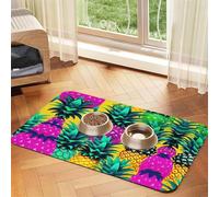 Tapis de nourriture pour animaux de compagnie imprimé ananas coloré absorbant antidérapant en cuir PU pour chien chat animal domestique set de table