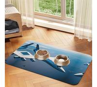 Tapis de nourriture pour animaux de compagnie imprimé avions absorbant antidérapant en cuir synthétique pour chien chat