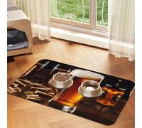 Tapis de nourriture pour animaux de compagnie imprimé bière, tapis absorbant et antidérapant en cuir synthétique pour chien chat