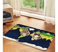 Tapis de nourriture pour animaux de compagnie imprimé carte du monde absorbant antidérapant en cuir PU pour chien chat animal domestique set de table