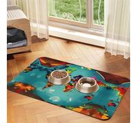 Tapis de nourriture pour animaux de compagnie imprimé carte du monde absorbant antidérapant en cuir PU pour chien chat animal domestique set de table