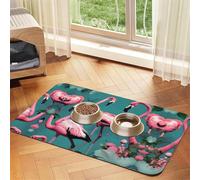 Tapis de nourriture pour animaux de compagnie imprimé flamant rose antidérapant en cuir PU tapis d'alimentation pour chiens chats Pet Bowl napperon