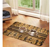 Tapis de nourriture pour animaux de compagnie imprimé hiéroglyphes égyptiens absorbant antidérapant en cuir synthétique pour chiens et chats Fond en caoutchouc