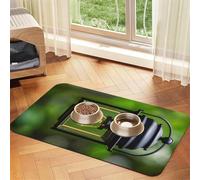 Tapis de nourriture pour animaux de compagnie imprimé luciole et lanterne absorbant antidérapant en cuir synthétique pour chiens et chats Fond en caoutchouc