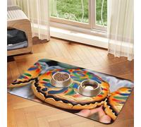 Tapis de nourriture pour animaux de compagnie imprimé pain peint absorbant antidérapant en cuir PU tapis d'alimentation pour chiens chats Pet Bowl napperon
